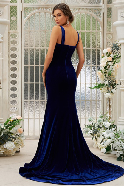 Mermaid Dark Navy Straps Bridesmaid Dress