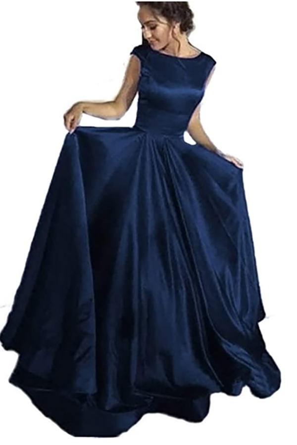 Scoop Cap Sleeve Long Bridesmaid Dress