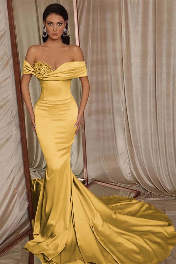 Mermaid Off-the-Shoulder Evening Dress Beadings
