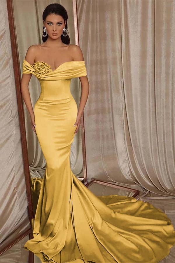Mermaid Off-the-Shoulder Evening Dress Beadings