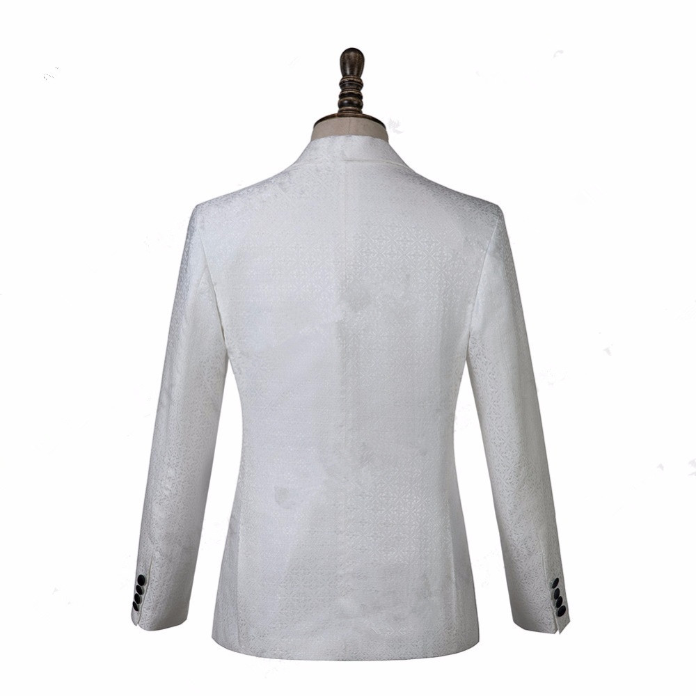 Gorgeous Shawl Lapel Knitted Button Wedding Tuxedo with White Jacquard