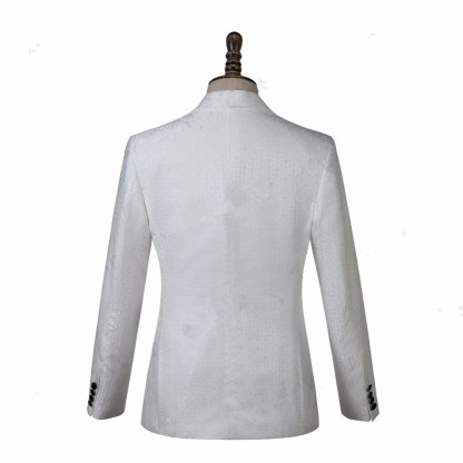 Gorgeous Shawl Lapel Knitted Button Wedding Tuxedo with White Jacquard