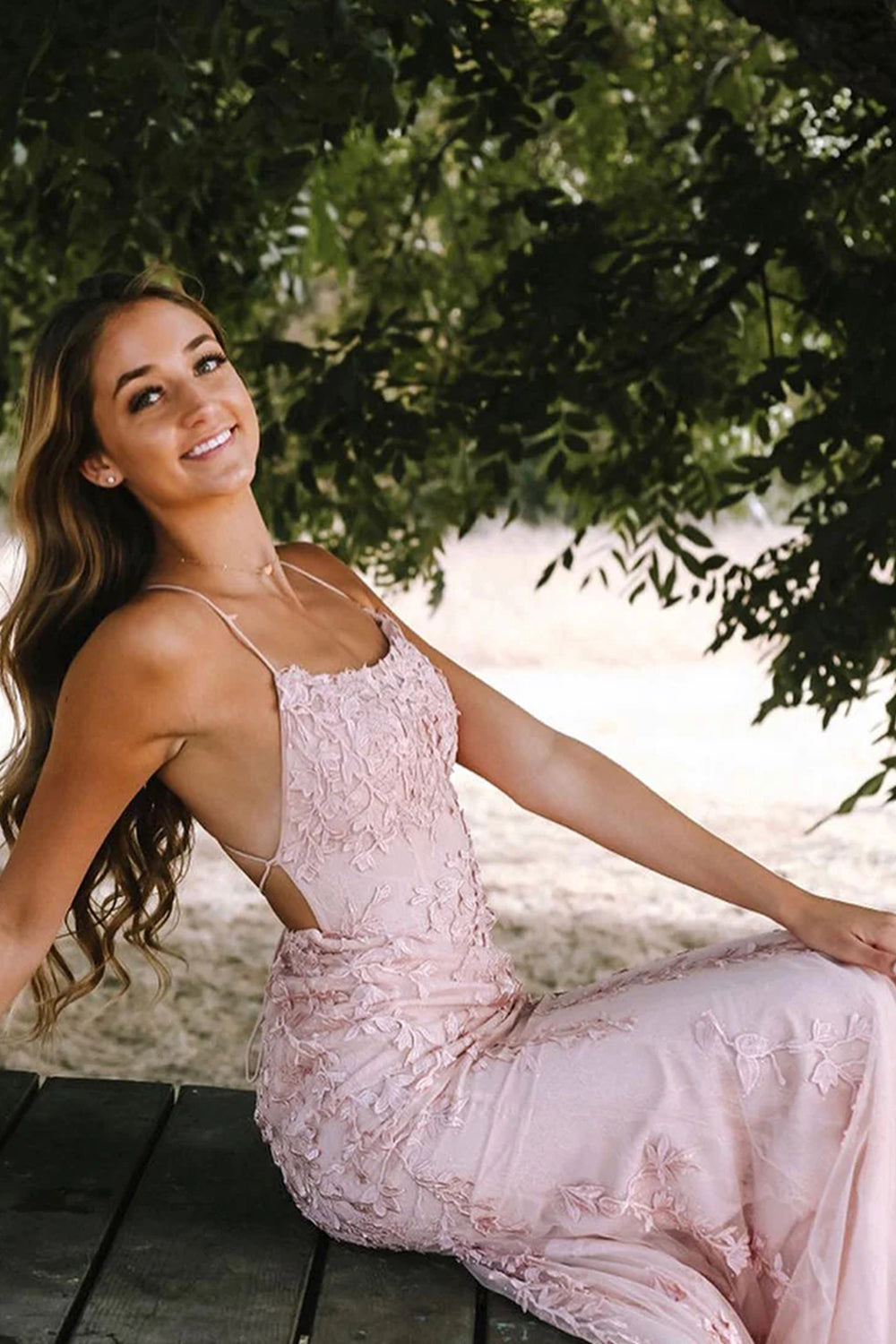 Backless Prom Dress with Mermaid Silhouette and Lace