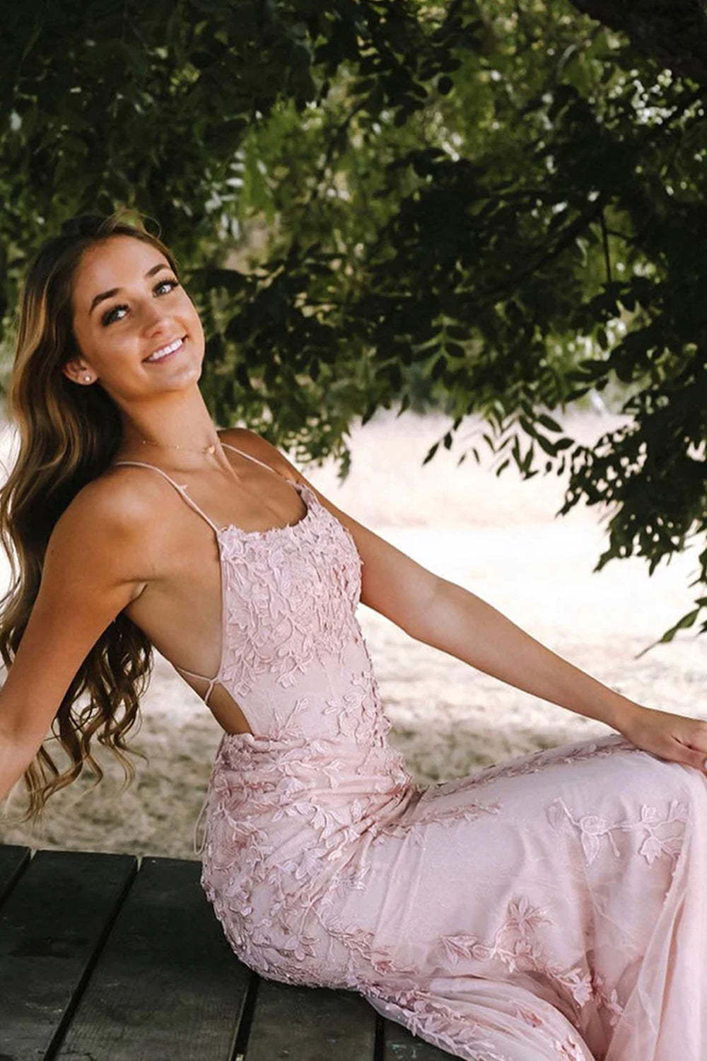 Backless Prom Dress with Mermaid Silhouette and Lace