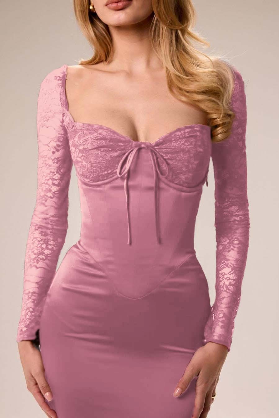 Long Sleeves Mermaid Split Long Ruffles Formal Dress With Pleated