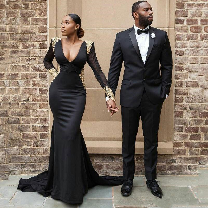 Fashion Black Formal Business Prom Suit Two Pieces for Man