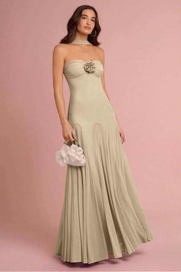 Sweetheart Strapless Sleeveless Long Formal Dress With Ruffles