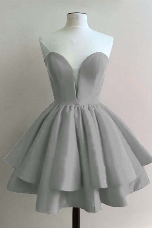Fuchsia Charming Sweetheart Double Layer Bud Strapless Short Mini cocktail Dress