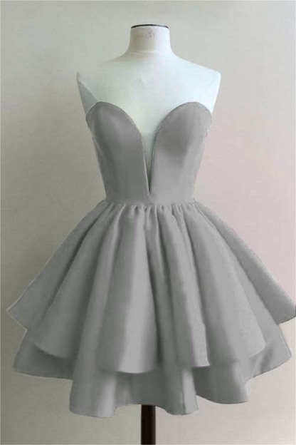 Fuchsia Charming Sweetheart Double Layer Bud Strapless Short Mini cocktail Dress