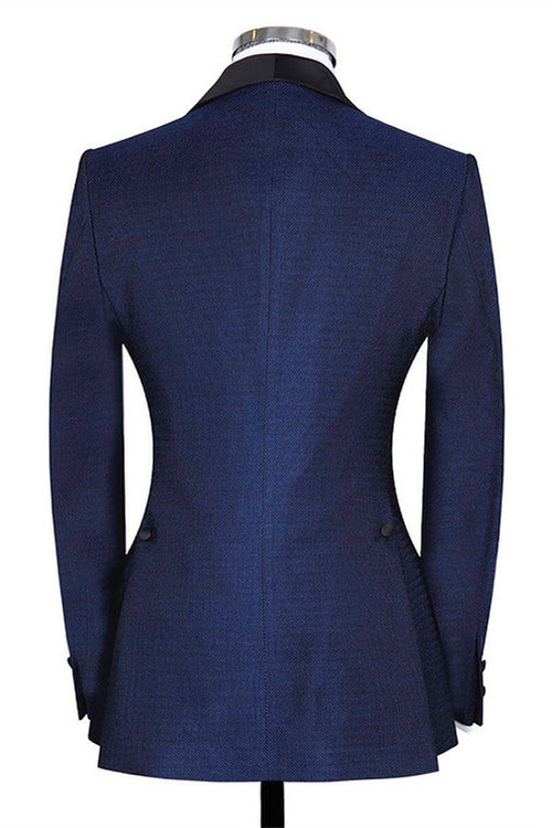 Skylar Slim Fit Dark Navy Shawl Lapel Three-Piece Wedding Suits for Men