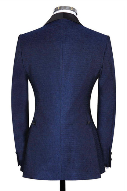 Skylar Slim Fit Dark Navy Shawl Lapel Three-Piece Wedding Suits for Men