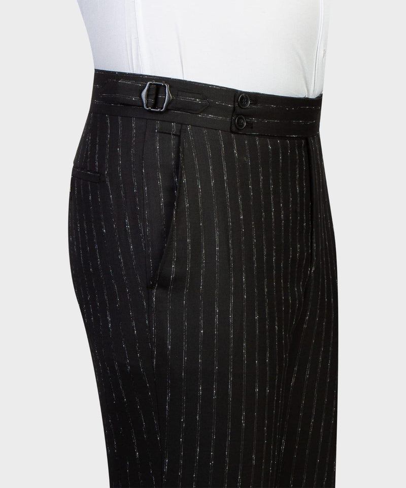 Modern Slim Fit Black Stripe Peaked Lapel Three-Piece Men's Suits