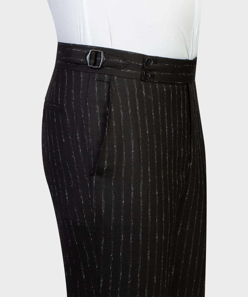 Modern Slim Fit Black Stripe Peaked Lapel Three-Piece Men's Suits
