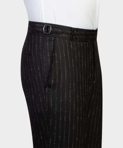 Modern Slim Fit Black Stripe Peaked Lapel Three-Piece Men's Suits