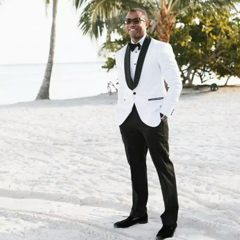 Unique White Shawl Lapel Two-Piece Wedding Suit for Men