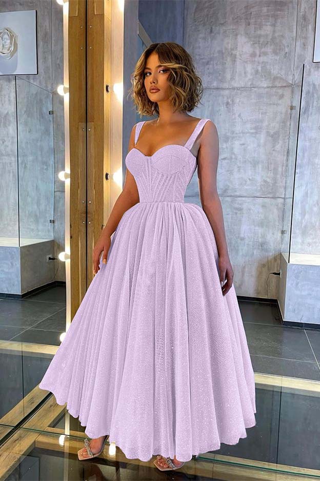 Chic Glittering Straps Sweetheart Sleeveless A Line Formal Dress With Sequins