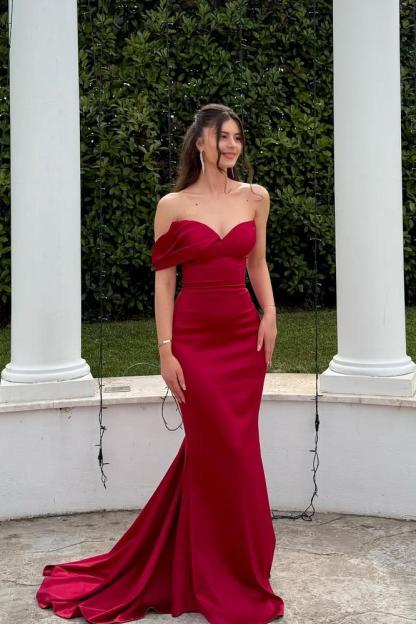 One Shoulder Sleeveless Long Mermaid Formal Dress With Pleated