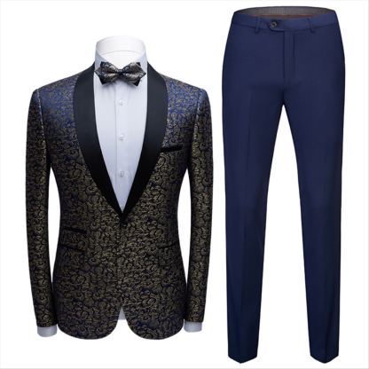 Chic Black Jacquard Tuxedo with Shawl Lapel Wedding Suit