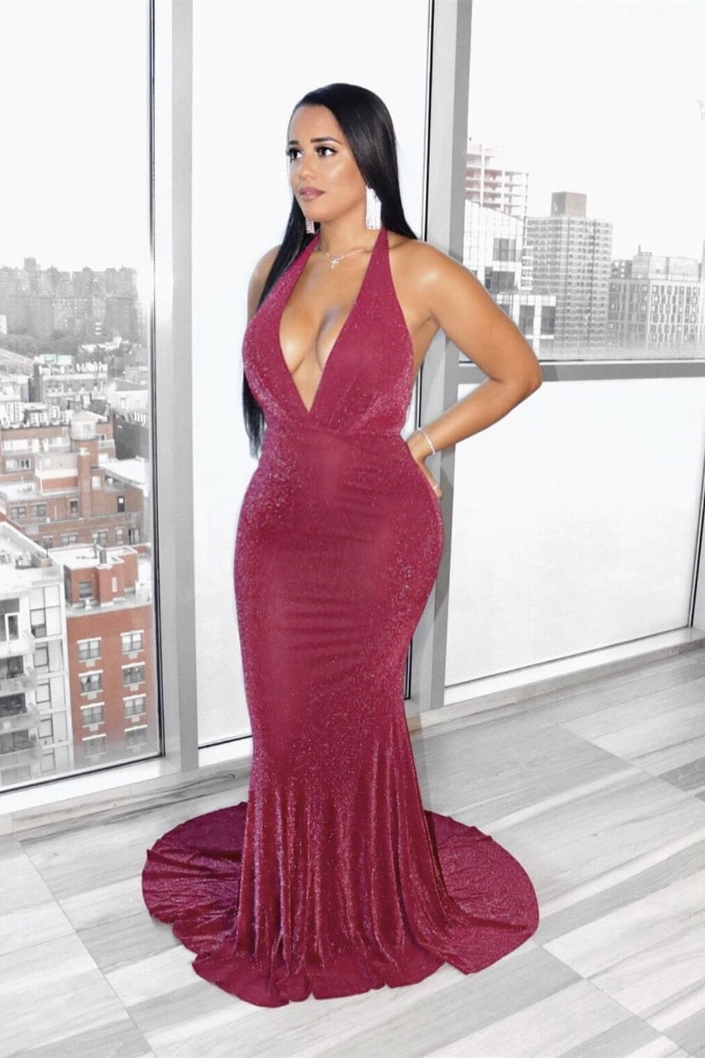 Chic Halter Sleeveless Long Evening Dress