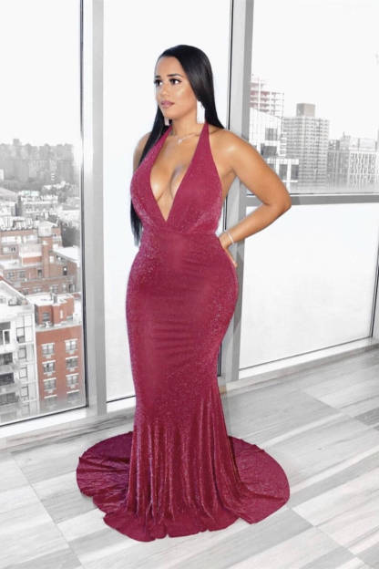 Chic Halter Sleeveless Long Evening Dress