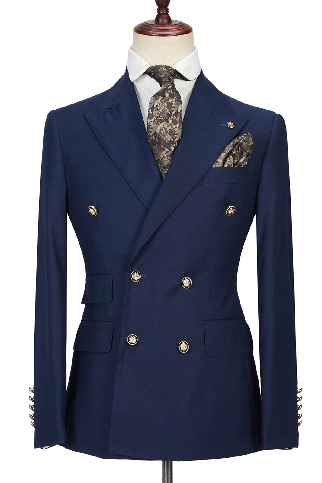 Formal Morris Dark Navy Double-Breasted Peak Lapel Men's Suit for Prom
