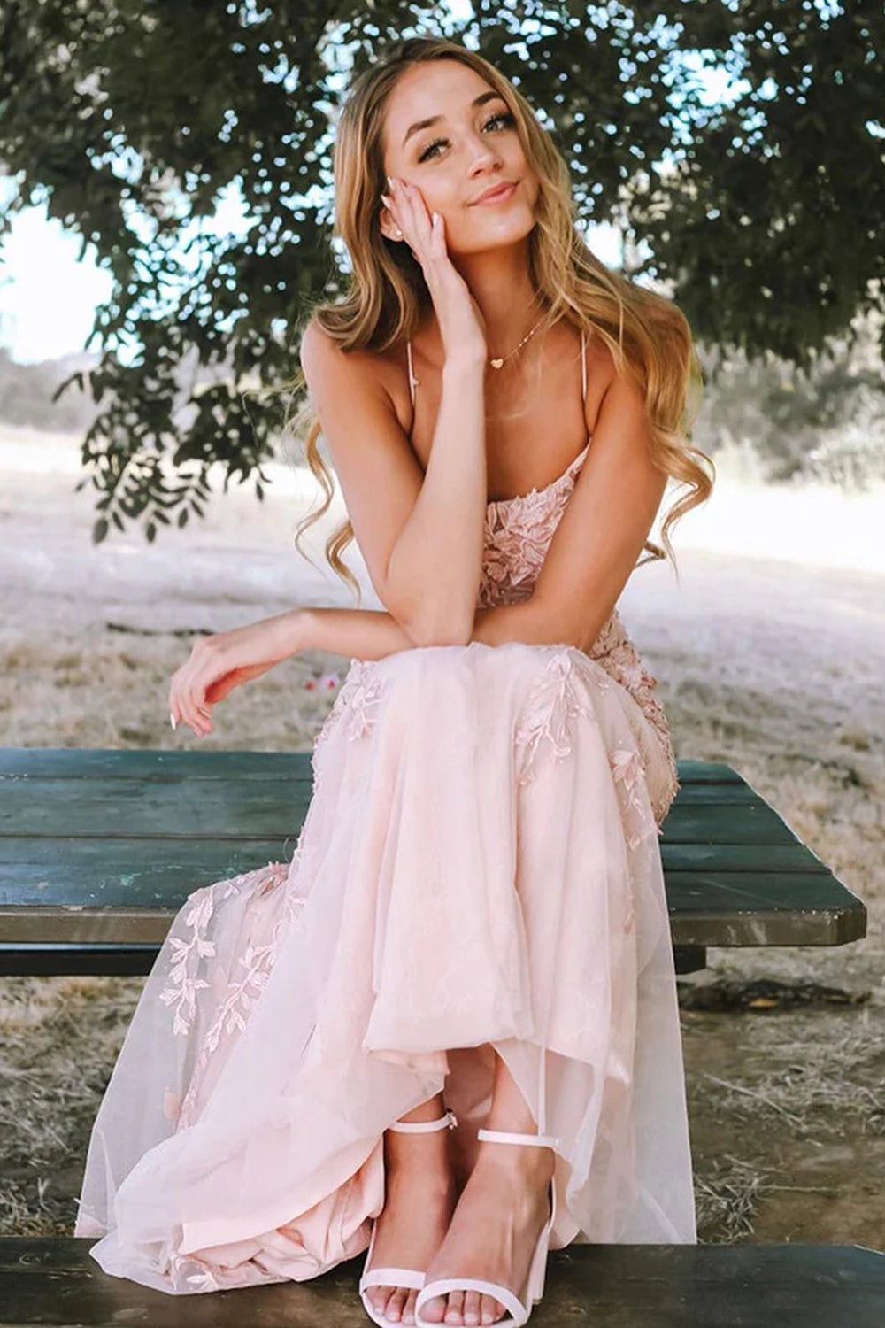 Backless Mermaid Prom Dress with Pink Lace