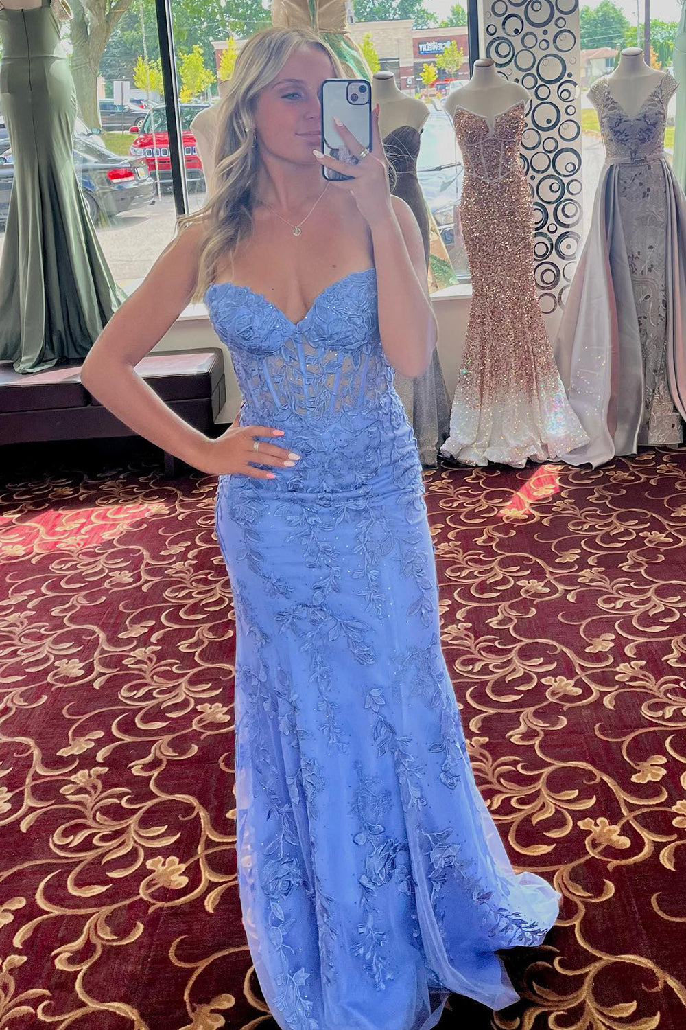 Strapless Black Prom Dress Featuring Appliques