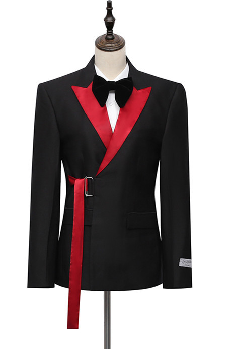 Modern Fashion Black Adjustable Buckle Best Fit Cyrus with Peaked Lapel
