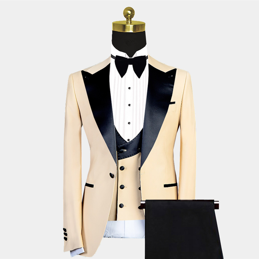 Stylish Slim Fit Peaked Lapel Wedding Suit for Men
