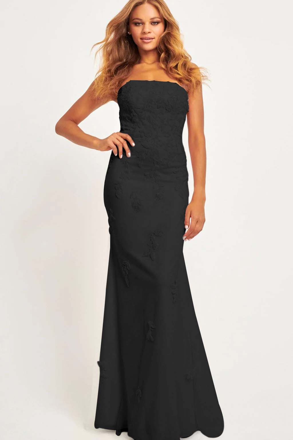 Strapless Sleeveless Long Mermaid Formal Dress With Appliques