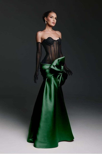 Strapless Sweetheart Sleeveless Long Mermaid Formal Dress With Gloves