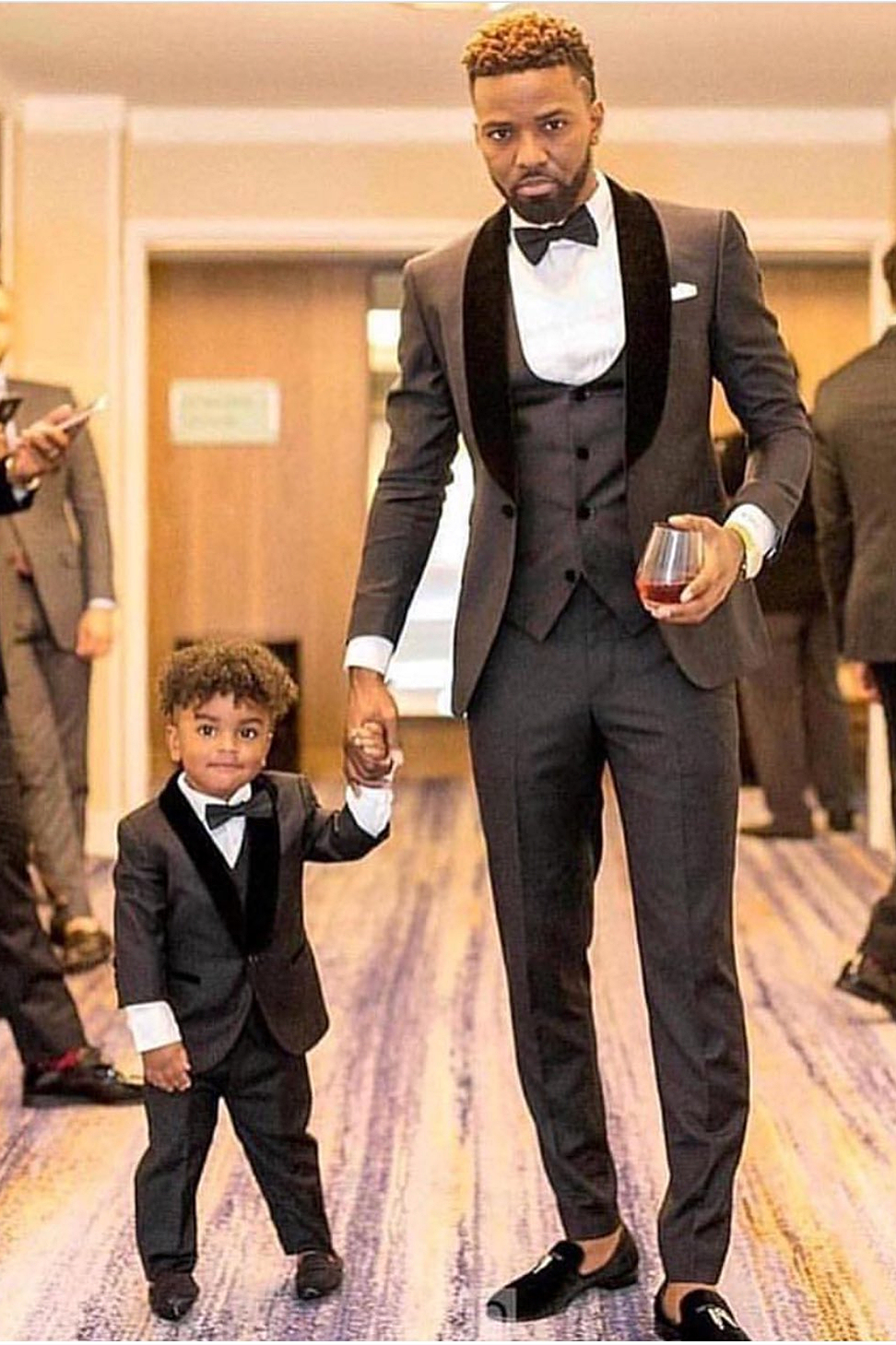 Unique Gray and Black Wedding Suit Three-Piece with Shawl Lapel