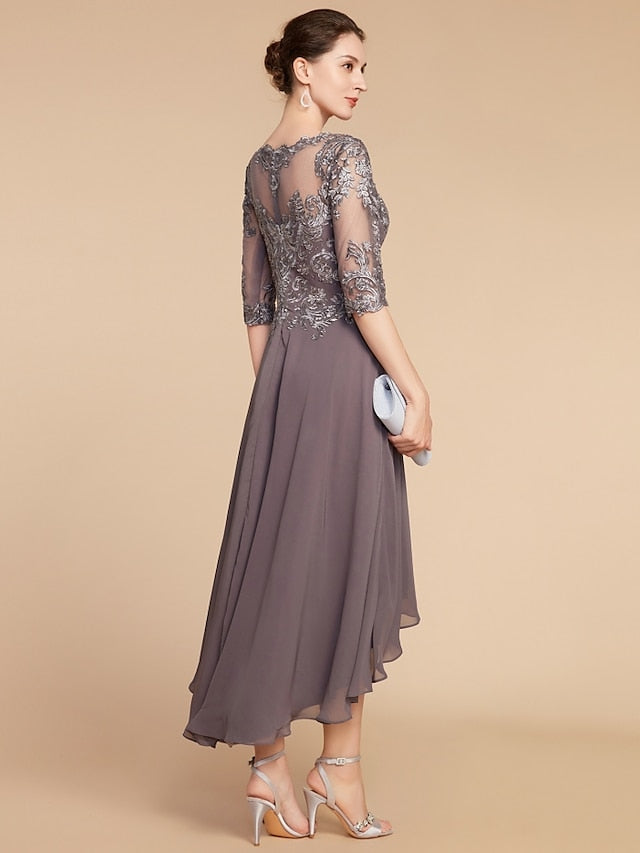 Asymmetrical Scoop A-Line Mother of the Bride Princess Dresses