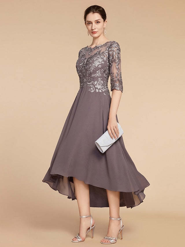 Asymmetrical Scoop A-Line Mother of the Bride Princess Dresses