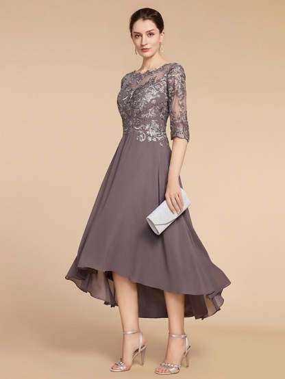 Asymmetrical Scoop A-Line Mother of the Bride Princess Dresses