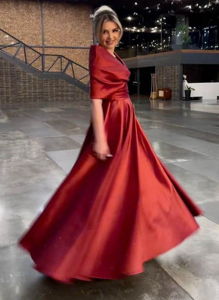 Elegant V-Neck A-Line Princess Gown for the Mother of the Bride