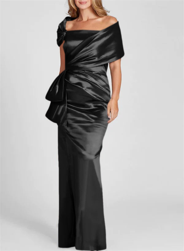 Off-the-Shoulder Floor-Length Sheath/Column Gown for the Mother of the Bride