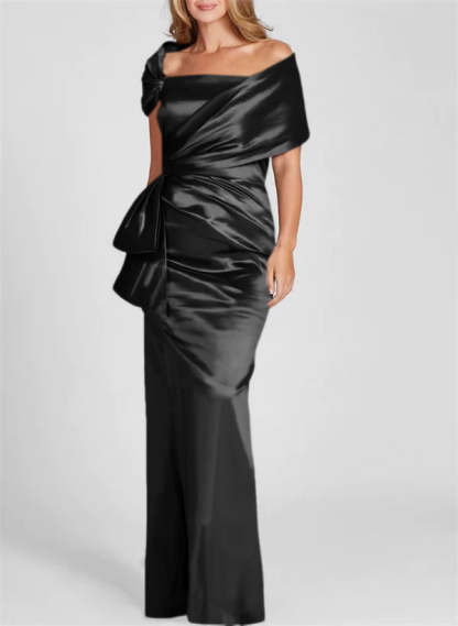 Off-the-Shoulder Floor-Length Sheath/Column Gown for the Mother of the Bride