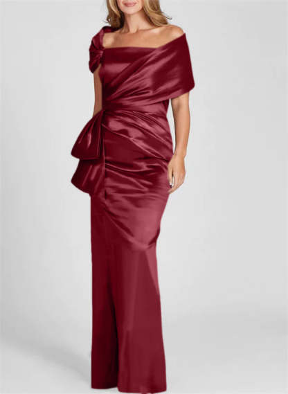 Off-the-Shoulder Floor-Length Sheath/Column Gown for the Mother of the Bride