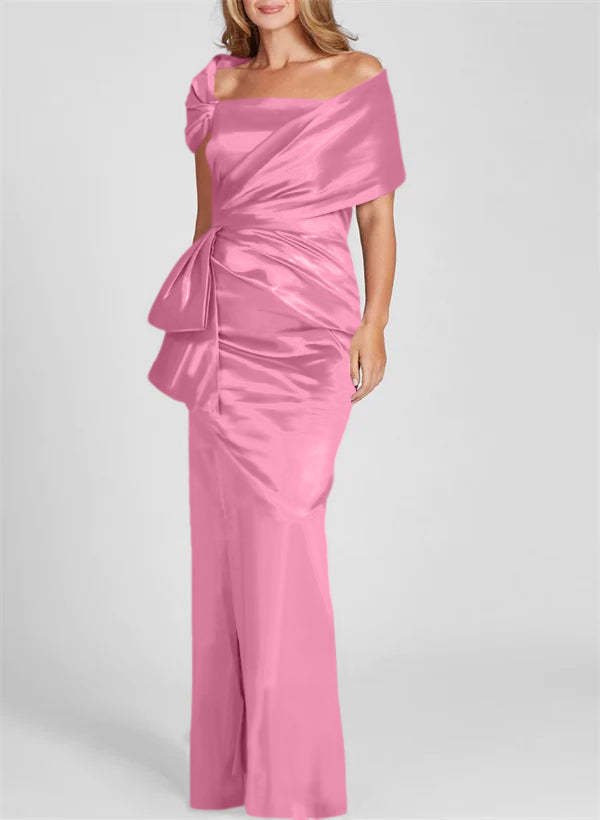Off-the-Shoulder Floor-Length Sheath/Column Gown for the Mother of the Bride