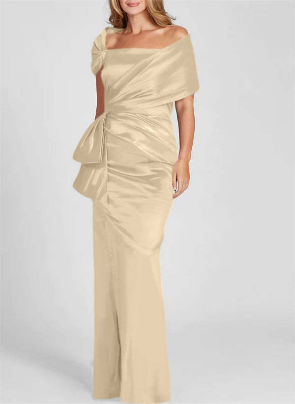 Off-the-Shoulder Floor-Length Sheath/Column Gown for the Mother of the Bride
