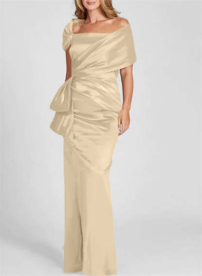 Off-the-Shoulder Floor-Length Sheath/Column Gown for the Mother of the Bride