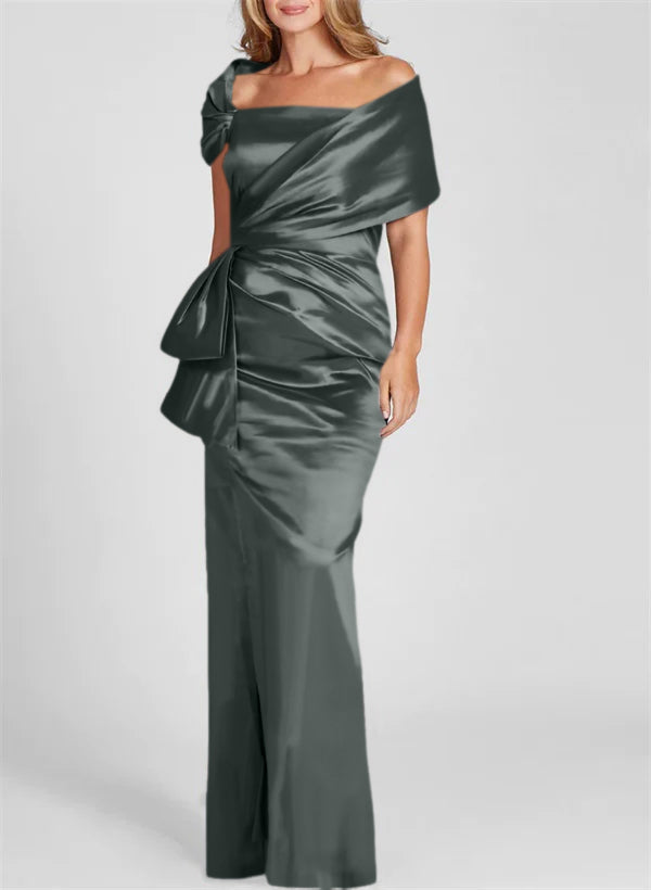 Off-the-Shoulder Floor-Length Sheath/Column Gown for the Mother of the Bride