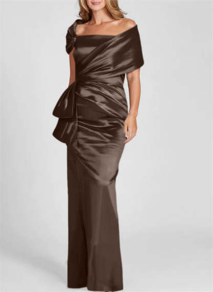 Off-the-Shoulder Floor-Length Sheath/Column Gown for the Mother of the Bride