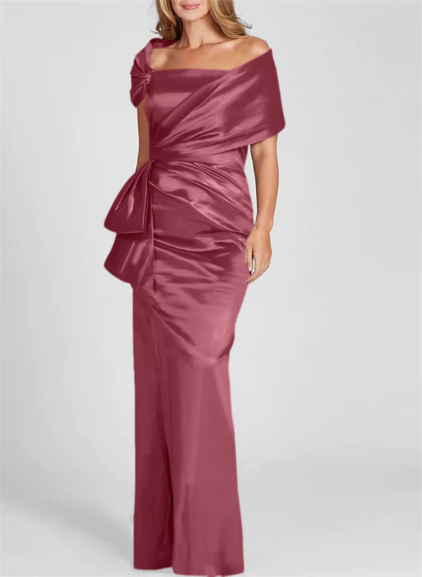 Off-the-Shoulder Floor-Length Sheath/Column Gown for the Mother of the Bride