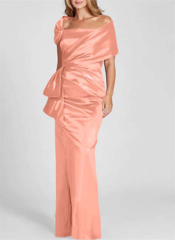 Off-the-Shoulder Floor-Length Sheath/Column Gown for the Mother of the Bride