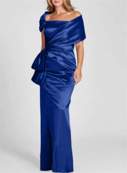 Off-the-Shoulder Floor-Length Sheath/Column Gown for the Mother of the Bride