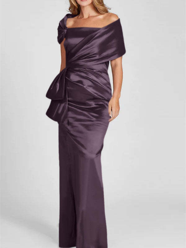 Off-the-Shoulder Floor-Length Sheath/Column Gown for the Mother of the Bride