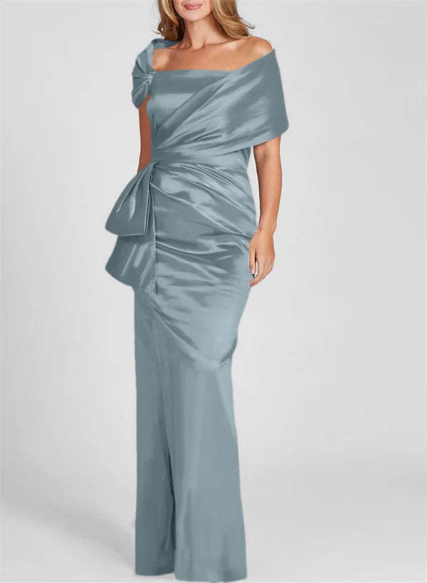 Off-the-Shoulder Floor-Length Sheath/Column Gown for the Mother of the Bride