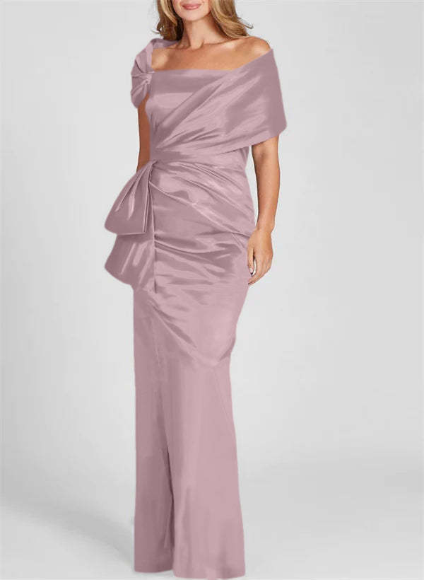 Off-the-Shoulder Floor-Length Sheath/Column Gown for the Mother of the Bride